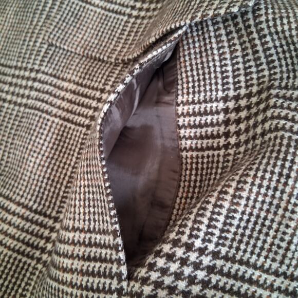 AKRIS 100% Cashmere Houndstooth Brown Blazer Size 10 Quiet Luxury Brand - Picture 8 of 13